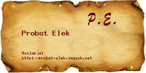 Probst Elek névjegykártya
